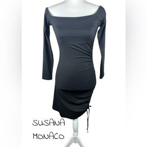 Susana Monaco | Ruched Side Black Mini Dress | NWT!